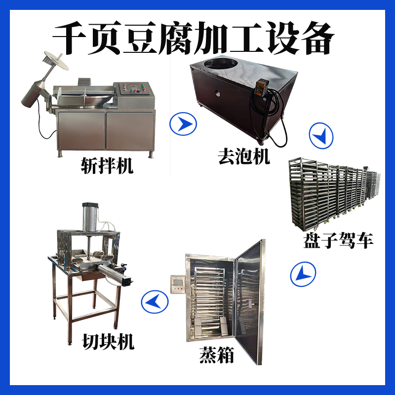 千页豆腐加工设备斩拌机、去泡机、蒸箱、切块机现货供应